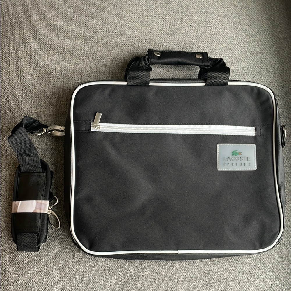 Lacoste Black Laptop Men's Bag Handles Long Strap